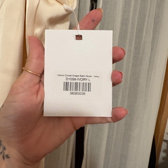 Leau Celine Corset Drape Satin Gown Ivory Large - Picture 3 of 6